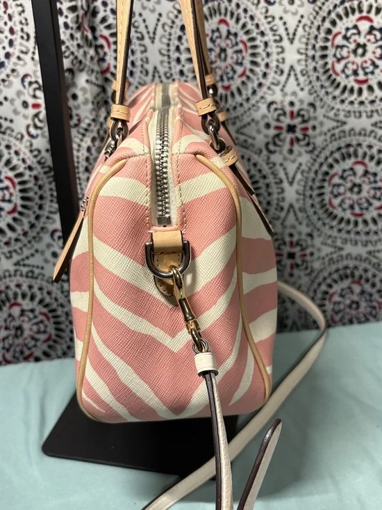 COACH Bennett Mini Satchel Pink White Zebra Print Crossbody Bag #F33765 - Picture 5 of 12